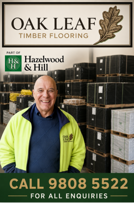 Hazelwood & Hill is proud to continue offering our premium Oak Leaf Timber Flooring range and full range of Australian Hardwood Flooring. For over 20 years, Hazelwood & Hill has been supplying premium timber flooring solutions, backed by the knowledge and experience of a company with over 95 years in the timber industry.